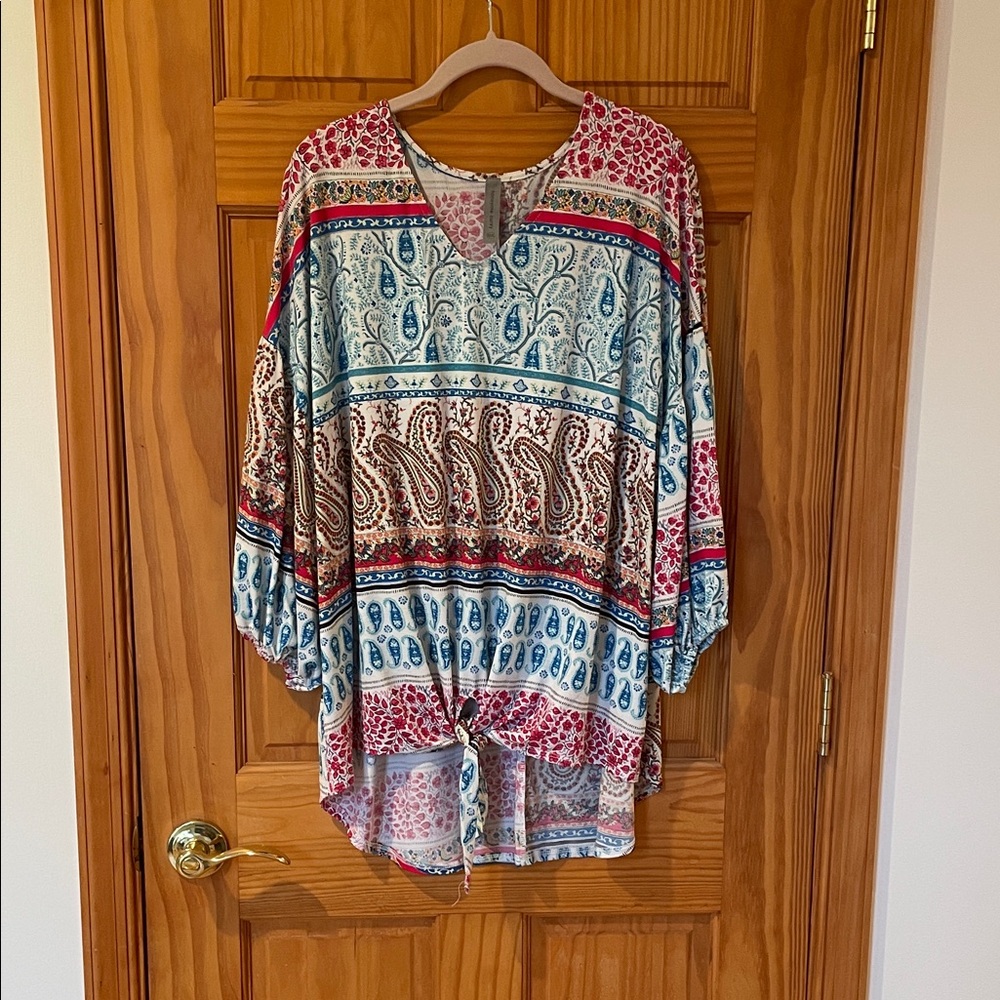 Honeyme Plus Size Multicolor Paisley Tunic Top